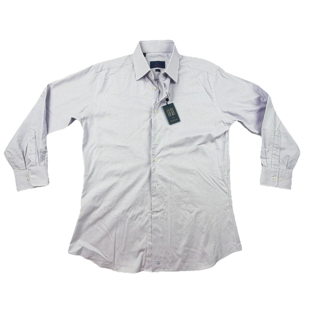 David Donahue Trim Fit Dress Shirt 16.5 32/33 Check Cotton NWT